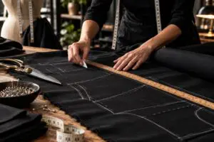 Dressmaker marking plain black cotton